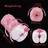 Dragon stroker with end opening and wing details, shown with size diagrams.