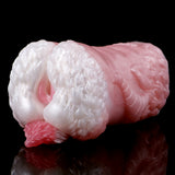 Dragon stroker with inner ring opening and wing-like base, pink/white texture.