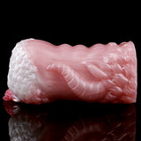 Dragon stroker, smooth curved body with scale textures, pink gradient.