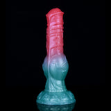 Dengar Fantasie-Dildo, pink-blauer Farbverlauf, geprägter Alien-Werwolf-Kopf