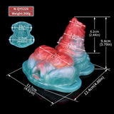 Vibrations-Toy mit Maßangaben, blau-rot schattiertes Design