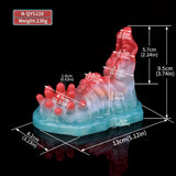 Dione grinder toy size diagram: red-blue base with bumpy texture