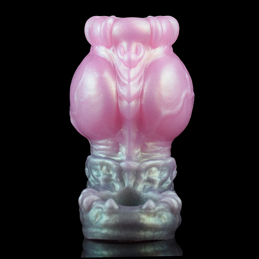 Pink knot cock ring with ball ring, front view