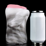 Pony animal masturbator next to white bottle, pink and white design
