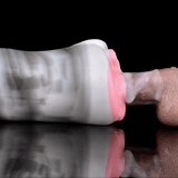 Pony animal masturbator, side grip view showing pink ring at tip