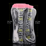 Pony animal masturbator cross-section size diagram with labeled sections