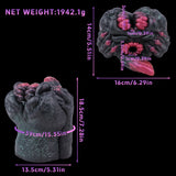 Dragon-cat masturbator size view showing dual openings and length markings