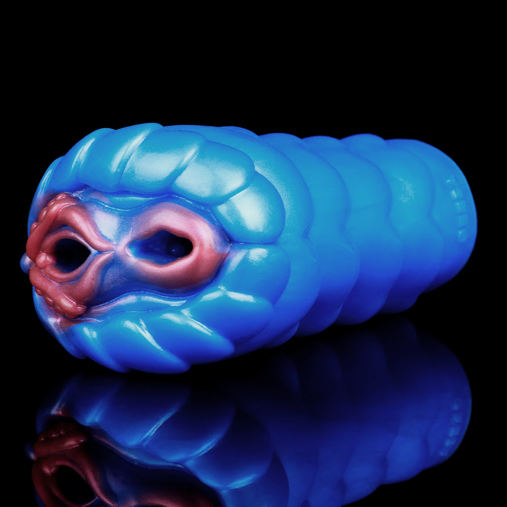 Blue dragon fantasy fleshlight with two openings and textured face detail