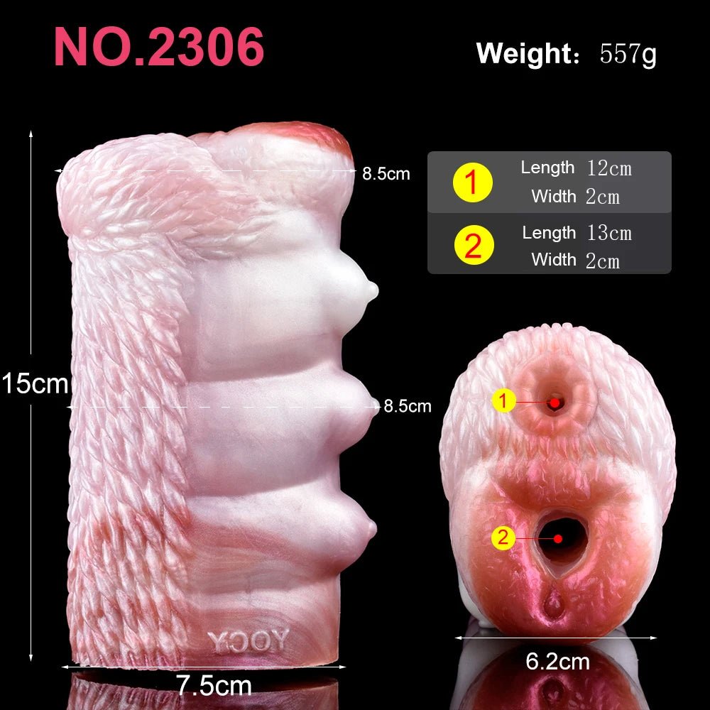 Ella realistic canine masturbator size diagram, pink body