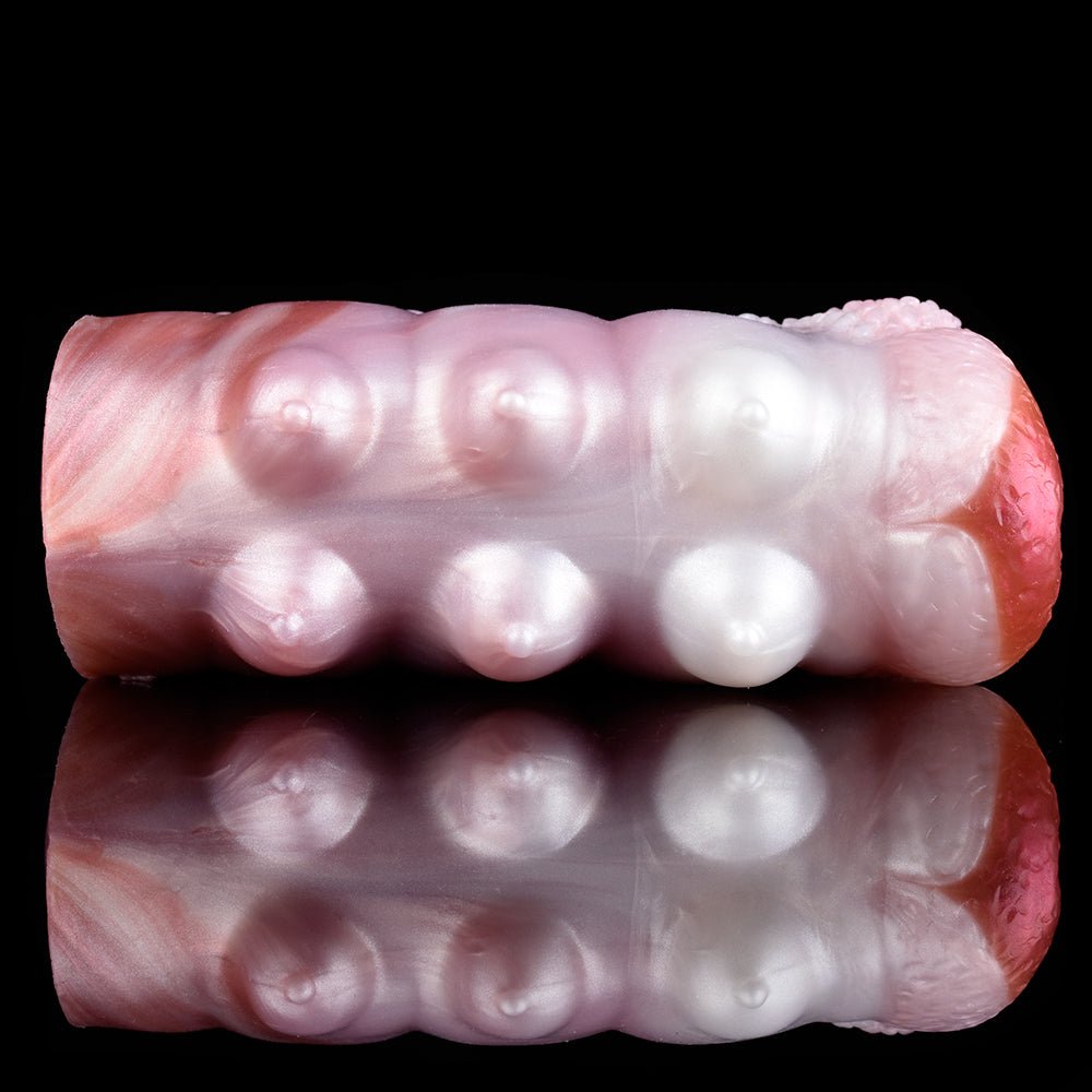 Realistischer Hundegreif-Masturbator, Ella, rosa, geripptes Design mit Kopfdetails
