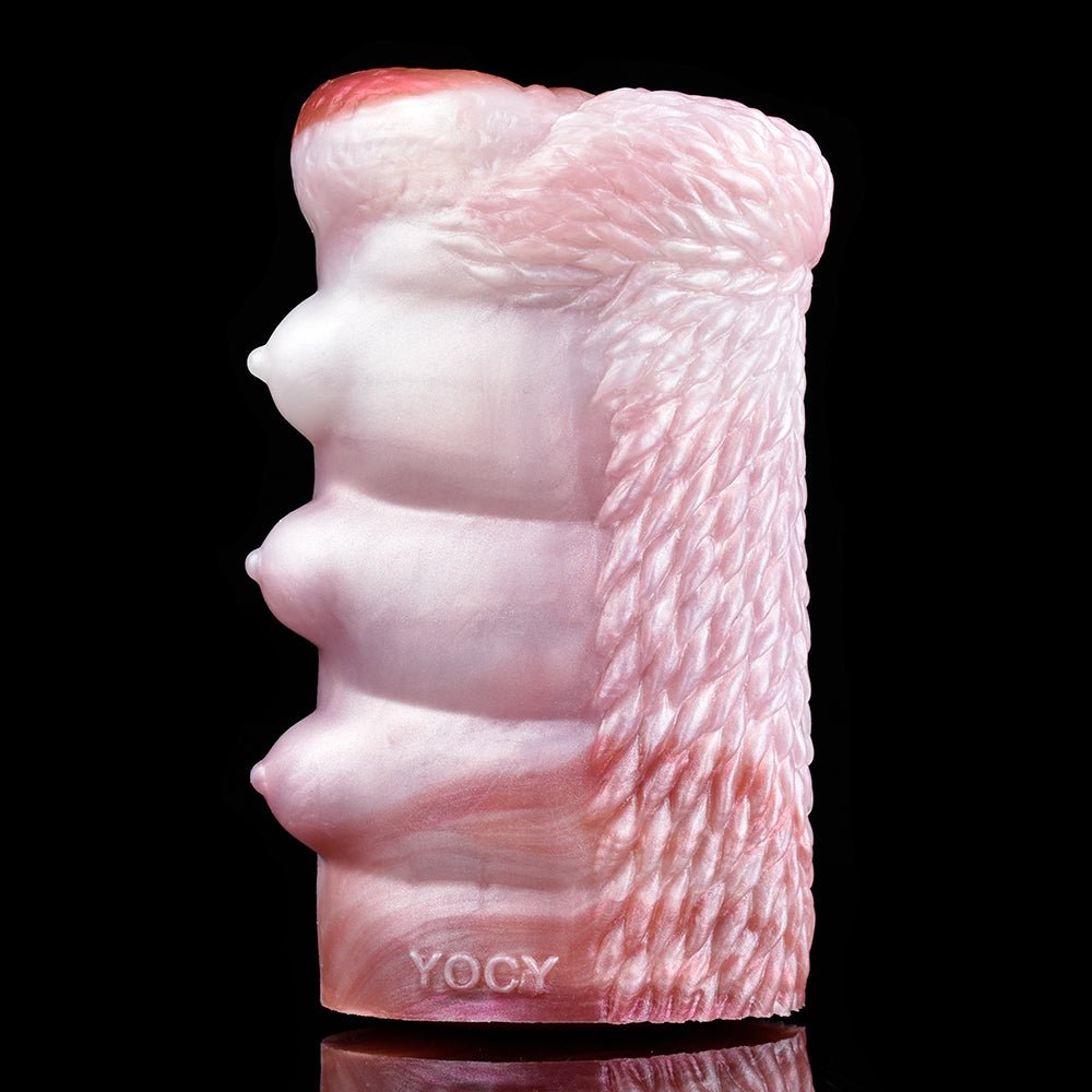 Ella realistischer Hundegreif-Masturbator, Rückansicht, rosa mit geriffelter Textur