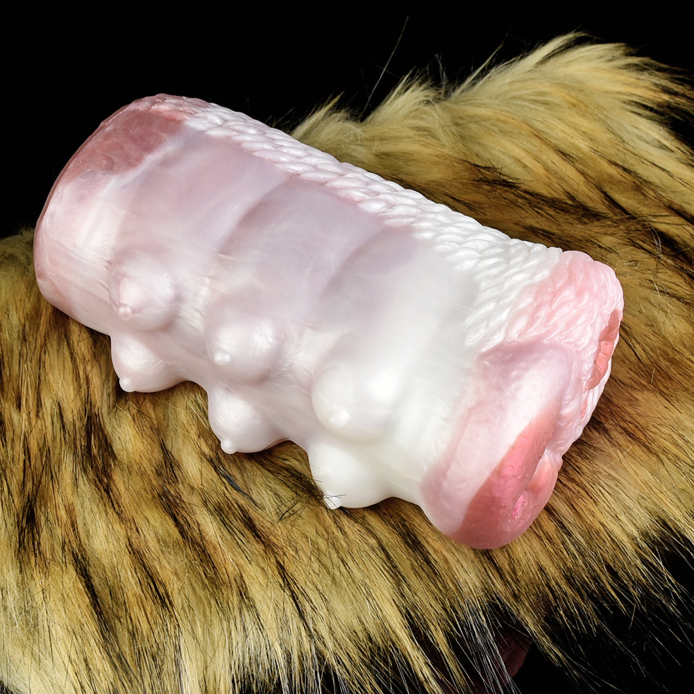 Ella realistic canine masturbator (furry), side view with pink opening