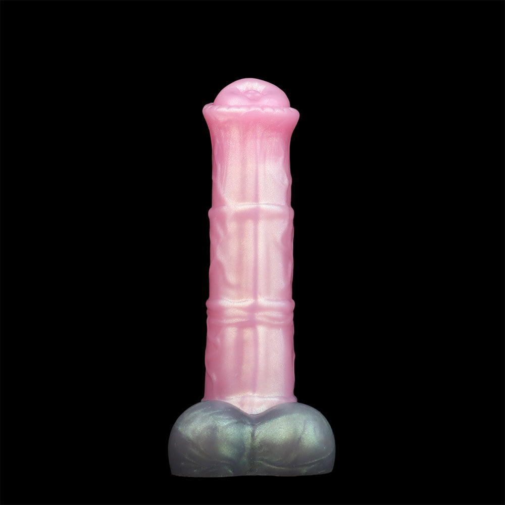 Pink upright horse sheath toy on iridescent rounded base