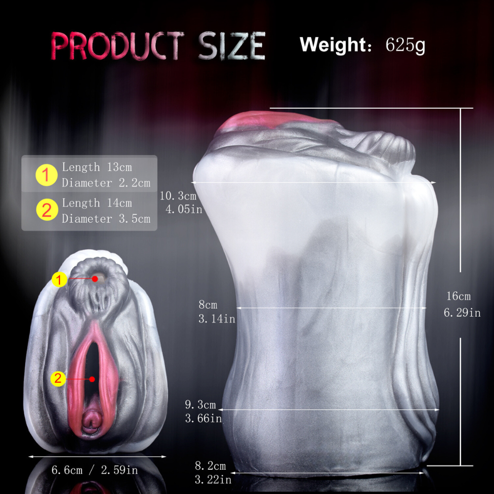 Horse-style stroker size diagram with length and diameter markers
