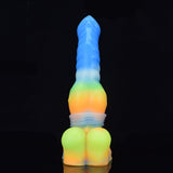 Leuchtender Wolf-Vibrator, Vorderansicht mit Regenbogen-Farbverlauf