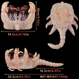 Facehugger fleshlight with maroon interior and pale tentacles; dimensions shown