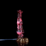 Squirting horse-shaped dildo with large knot, marbled pink/dark, water stream