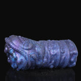 Realistic animal male masturbator, blue textured cylindrical toy