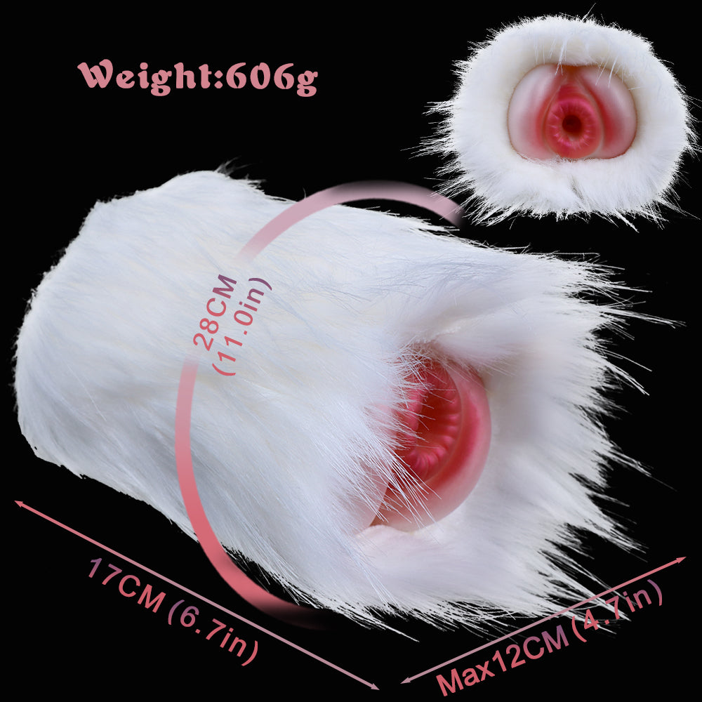 Furry-Masturbator weiß; 606g Gewicht, 28cm (17.1in) Länge, Max 12cm
