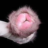 Open plush furry masturbator showing three pink inner nubs