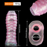 Maßgrafik zum rosafarbenen gerippten Sleeve (151 g, Länge 15 cm)