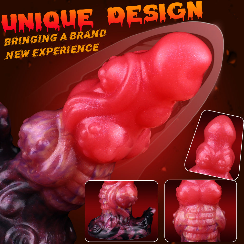 Alien anal plug close-up: glossy pink spiral body and rounded bulbous tip