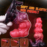 Alien anal plug with glossy pink body, textured curves, and flared purple base