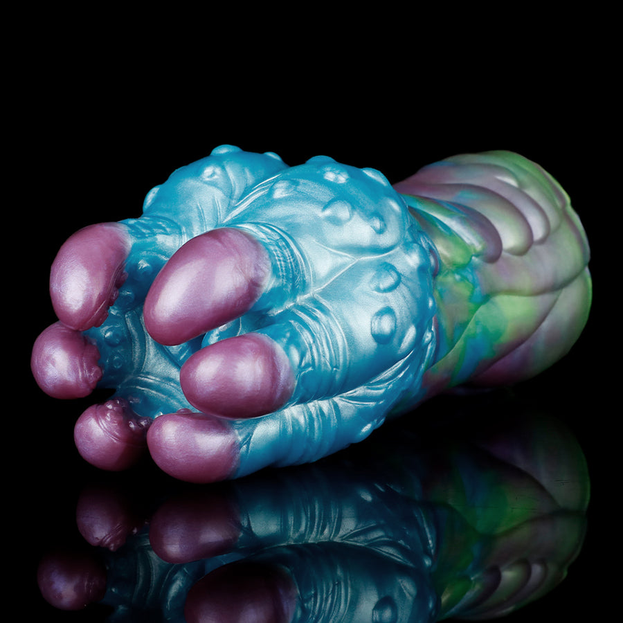 Galactopus tentacle-textured stroker, blue-green body with purple bumps and ridged detail