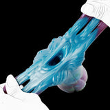 Blue tentacle head with oval purple bulbs and open handle end
