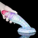 Long octopus butt plug with suction-cup pattern, wide tail base and pastel colors