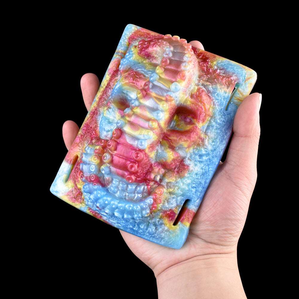 Octopus-textured grinder pad in colorful tie-dye pattern, no straps