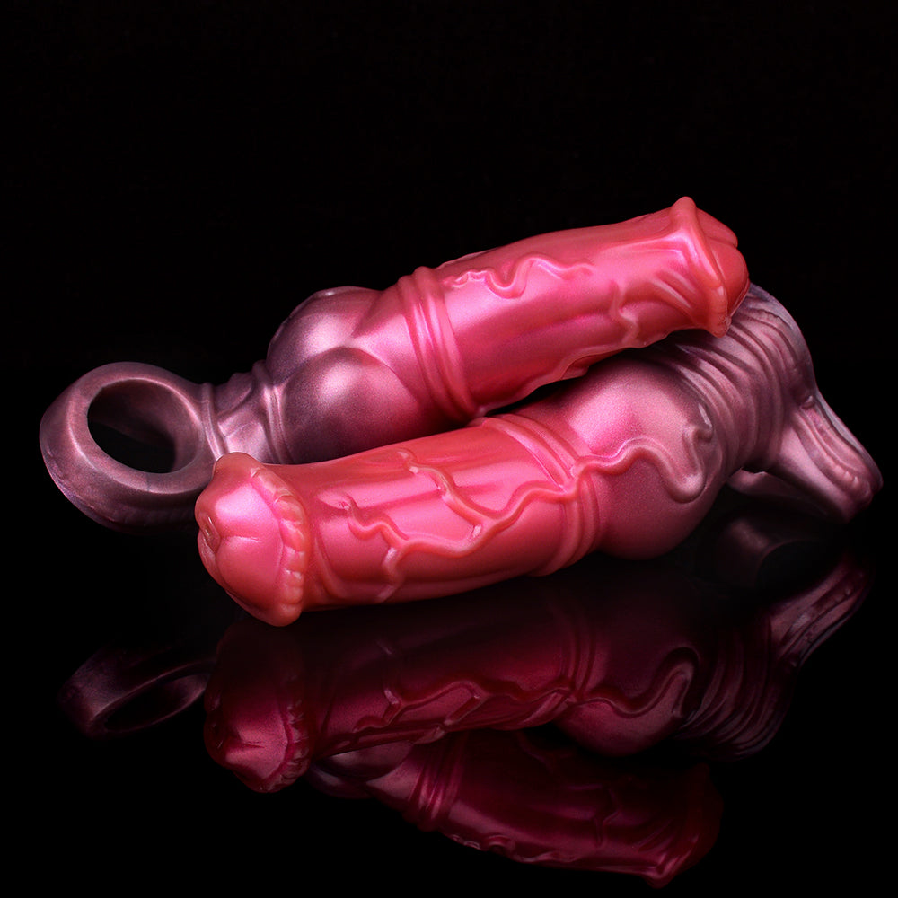 Pink horse sheath with huge knot detail and curved ridges
