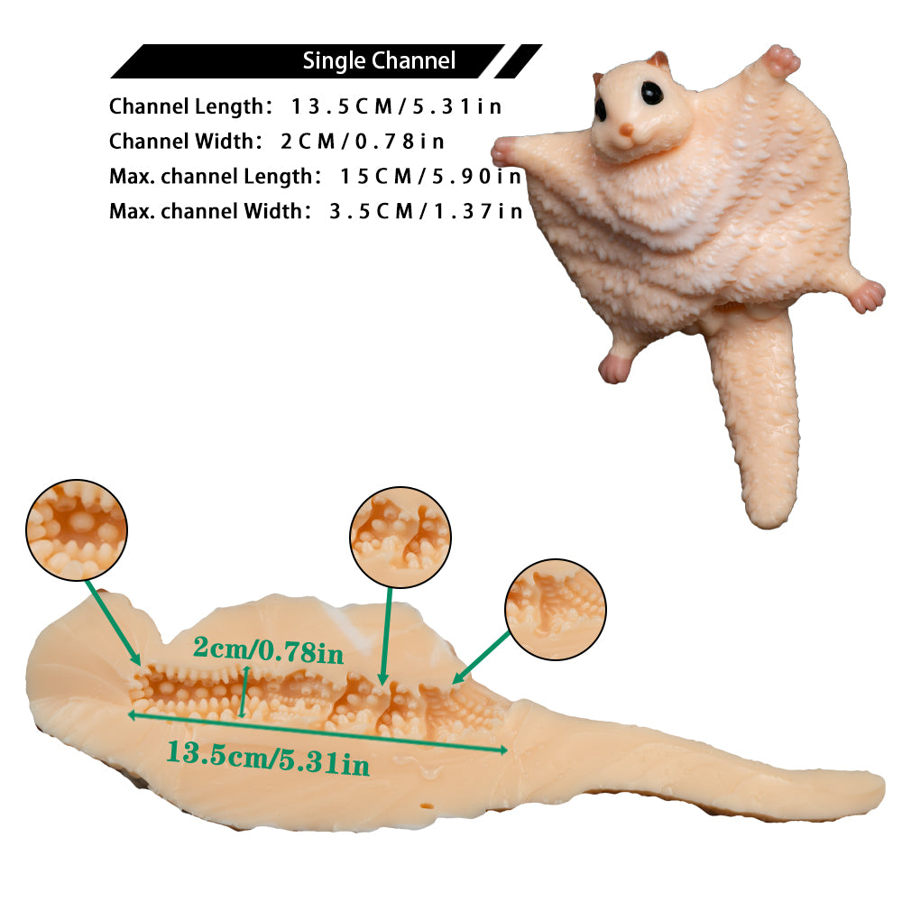 Peach plush cat showing size callouts in illustration
