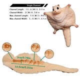 Peach plush cat showing size callouts in illustration