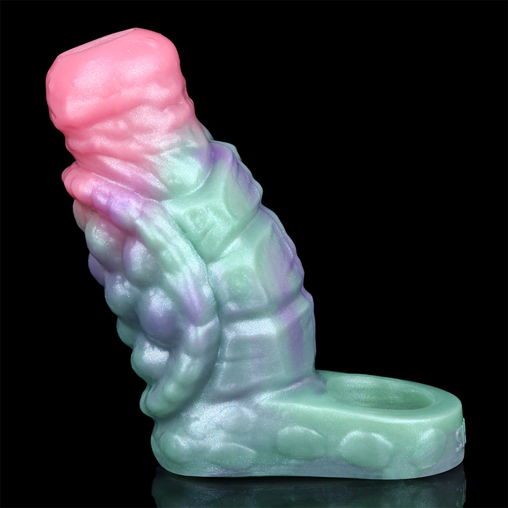 Dragon Sleeve & Sheath Extender, pastel pink-to-mint gradient, curved base