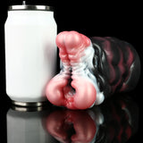 Bottle-like handle beside pink/white insert with dark outer sleeve