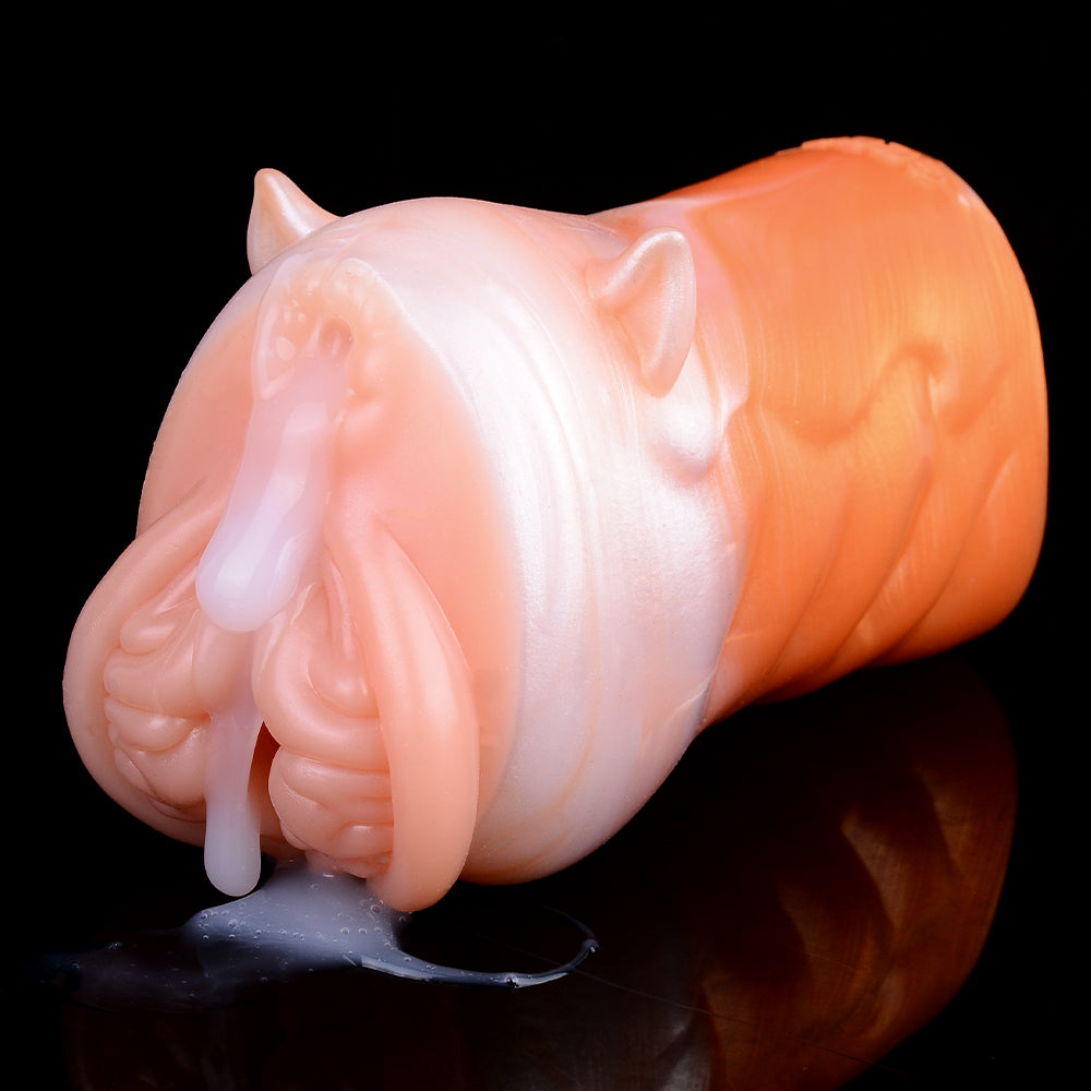 DirtyToyz Fantasy-Stroker mit Tiermotiv, rosafarbenes Körperteil und orangefarbene Basis