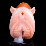 Tier-Fantasystroker, Vorderseite mit Öffnung, rosafarbenes Design und orangefarbene Kappe