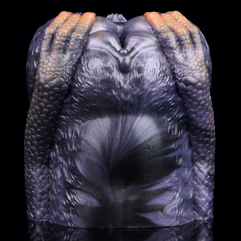 Gryphina dual-hole animal fleshlight, blue-gray dragon pattern, visible dual openings