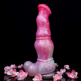Realistic pegasus horse dildo, pink torso and rounded base with textured mane