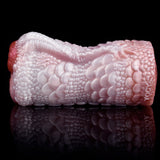 Másturbador de dragón de dos aberturas, cuerpo blanco-rosado con textura escamada