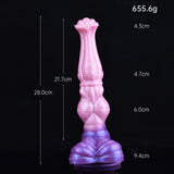 Icarus Riesen-Pferdedildo, Maßgrafik: Länge 28,0 cm, Farbe pink-lila