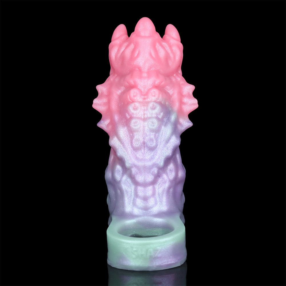 Pink textured dragon sleeve extender with spiked design