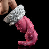 Oktopus-Tentakel Dildo, vibrierend, pinkes Textur-Finish mit weißen Tentakeln