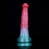 Fantasy pegasus dildo with flared blue base and pink stem, textured surface
