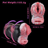 Size diagram for dual-hole pocket masturbator with 8 cm and 4 cm measurements