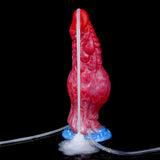 Inflatable red dragon-shaped dildo with clear air hose and base cap