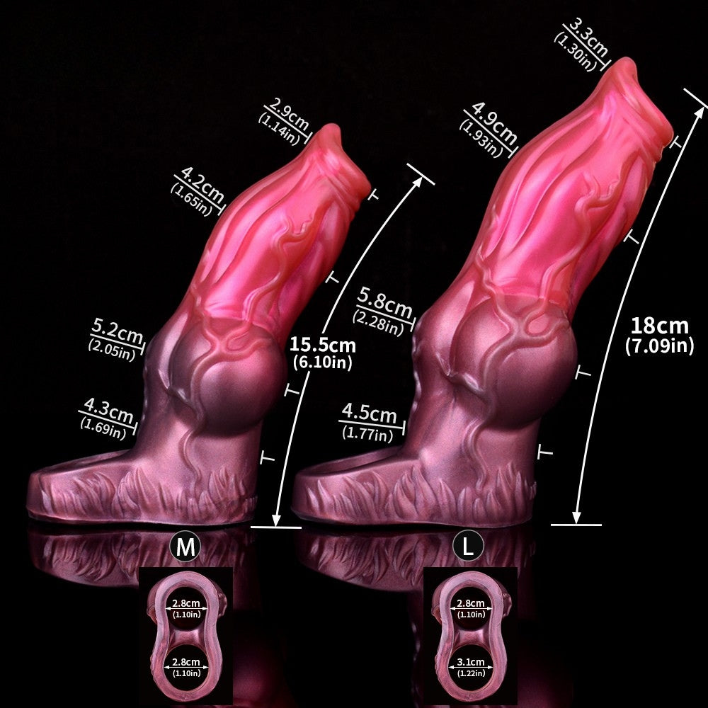 Size chart for dog sheath sleeve: M and L with measurements