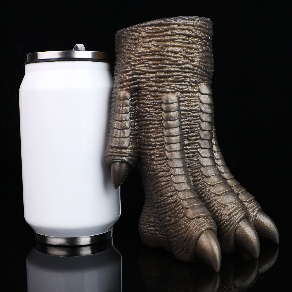 Bronze textured monster paw channel cover with white tube and metal collar