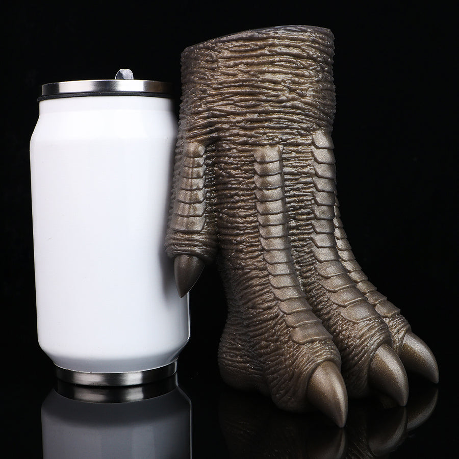 Bronze textured monster paw channel cover with white tube and metal collar